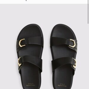 Abercrombie & Fitch Black Sandals with Gold Buckles